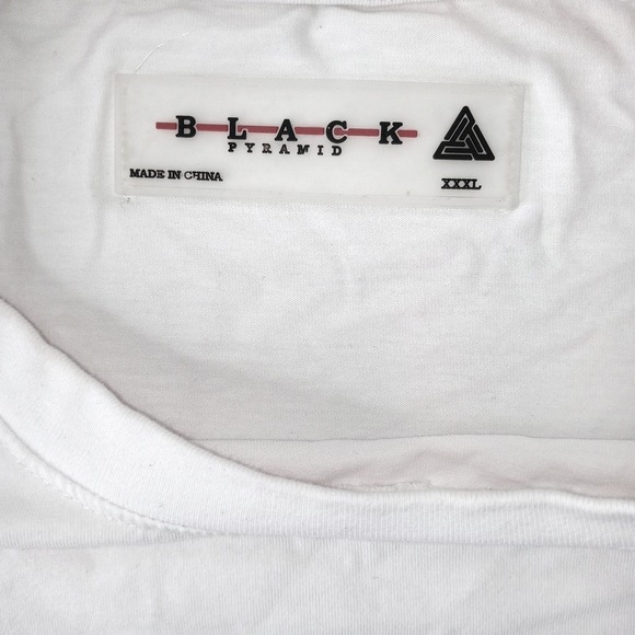 Black Pyramid Sport TShirt Mens XXXL White Blue Red Color Block Flag Patch - Picture 2 of 8
